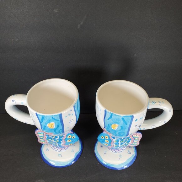 Tropical Fish Hand Painted Tall Tumbler Mug Set | Bella Casa by Ganz Coastal Bea - Picture 10 of 10